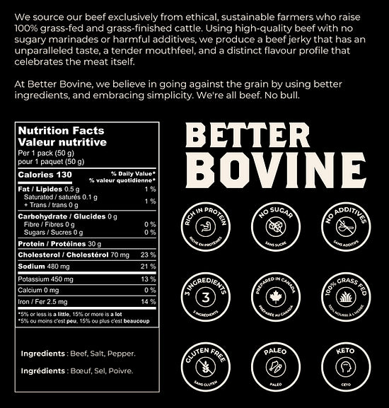 Better Bovine 100% Grass-Fed Beef Jerky 50g