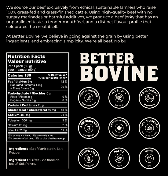 Better Bovine 100% Grass-Fed Beef Jerky 50g