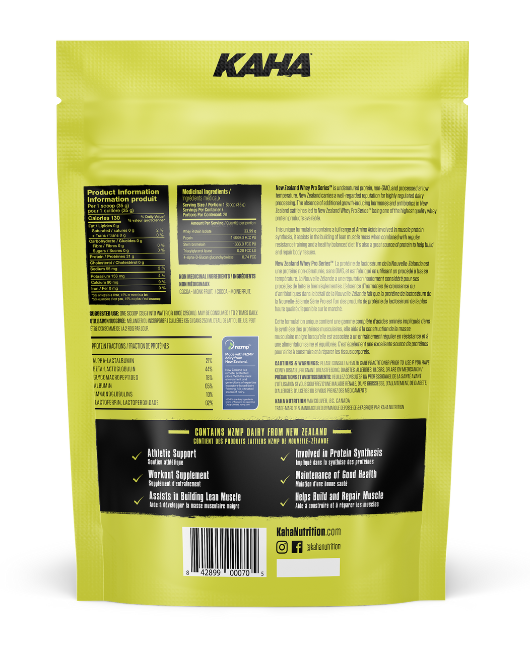 Kaha New Zealand Whey Pro-Series Isolate 720g